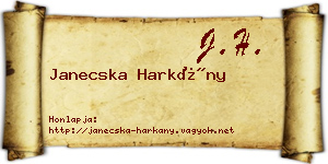 Janecska Harkány névjegykártya